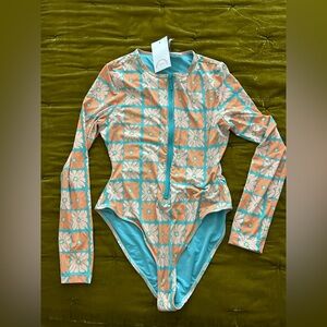 Dippin Daisys Blue and Orange Floral Swimsuit